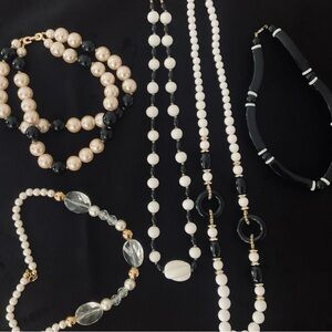 #209 Bundle of 5 Vintage Acrylic Black & White Necklaces